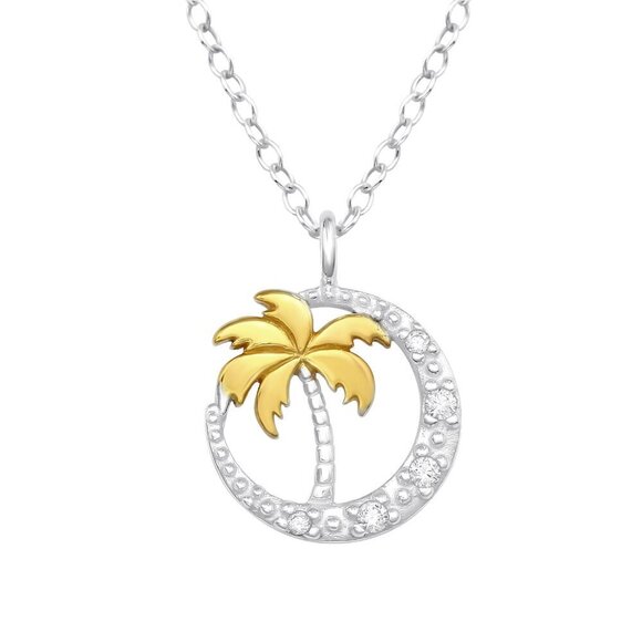 Martin Pere Jewelry - Sterling Silver and 14K Gold Vermeil Palm Tree Necklace
